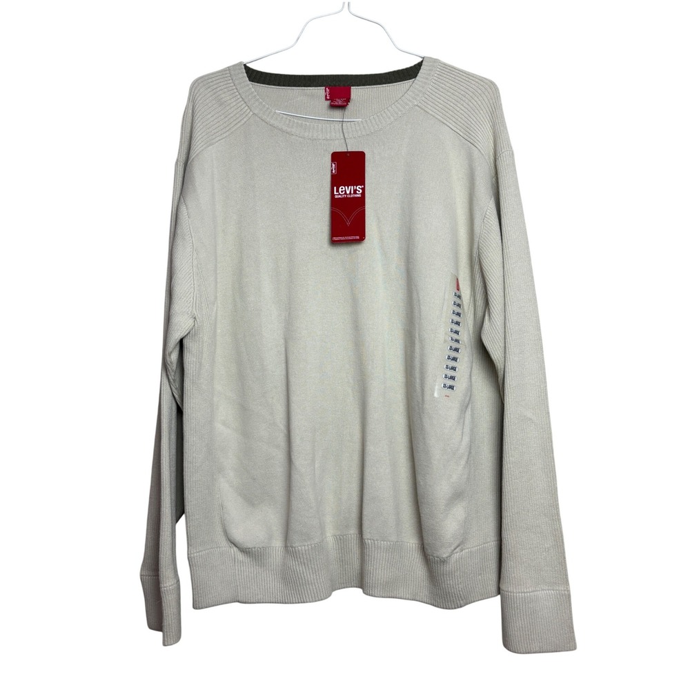 Levis Mens 2XL Beige Sweater Classic Knit y2k Casual Chic Neutral Light Nice NWT
